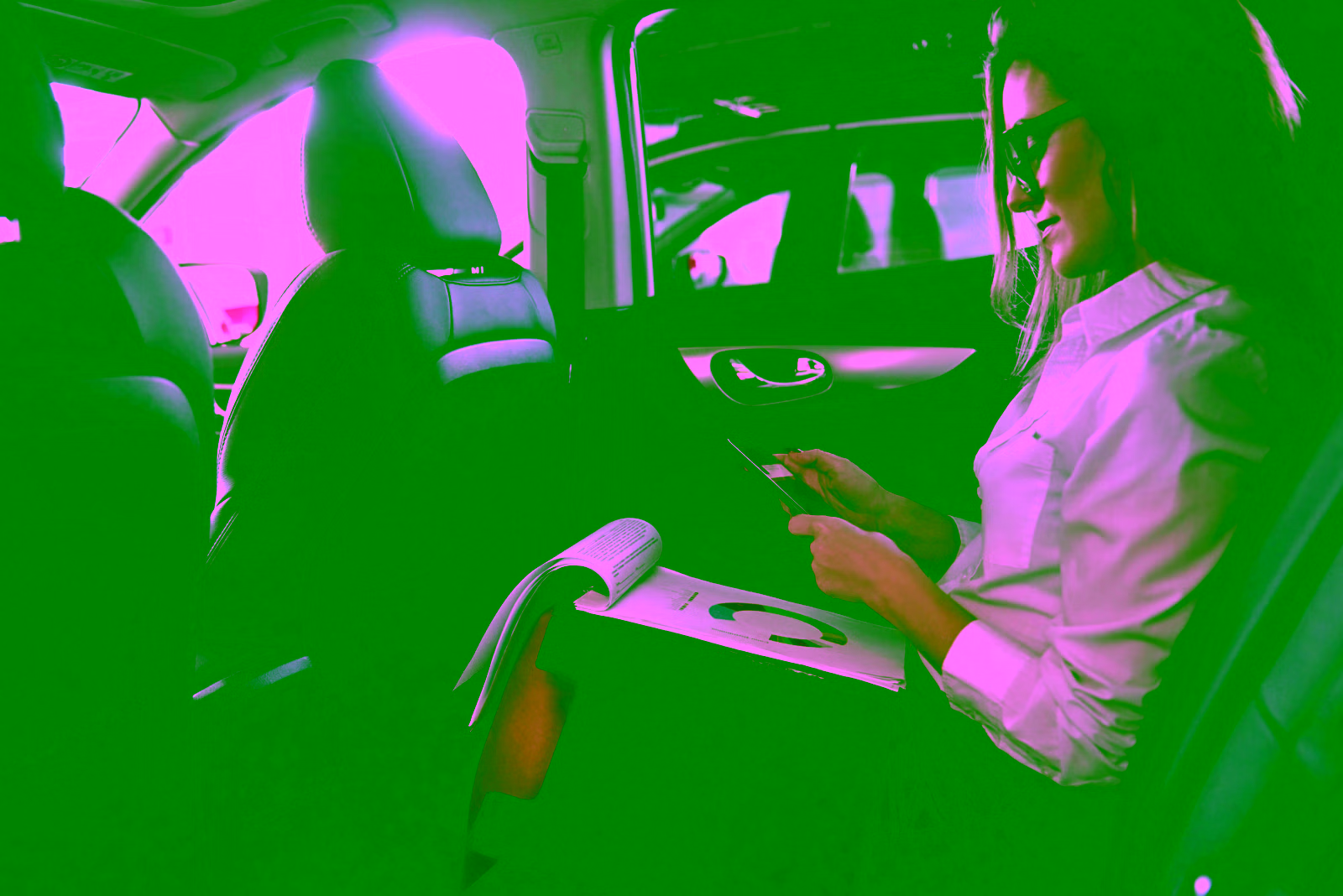 girl driving an uber car