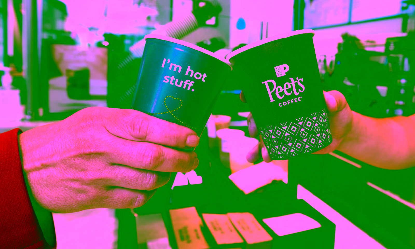 southwest airlines coffee cup and peets coffee cup cheers