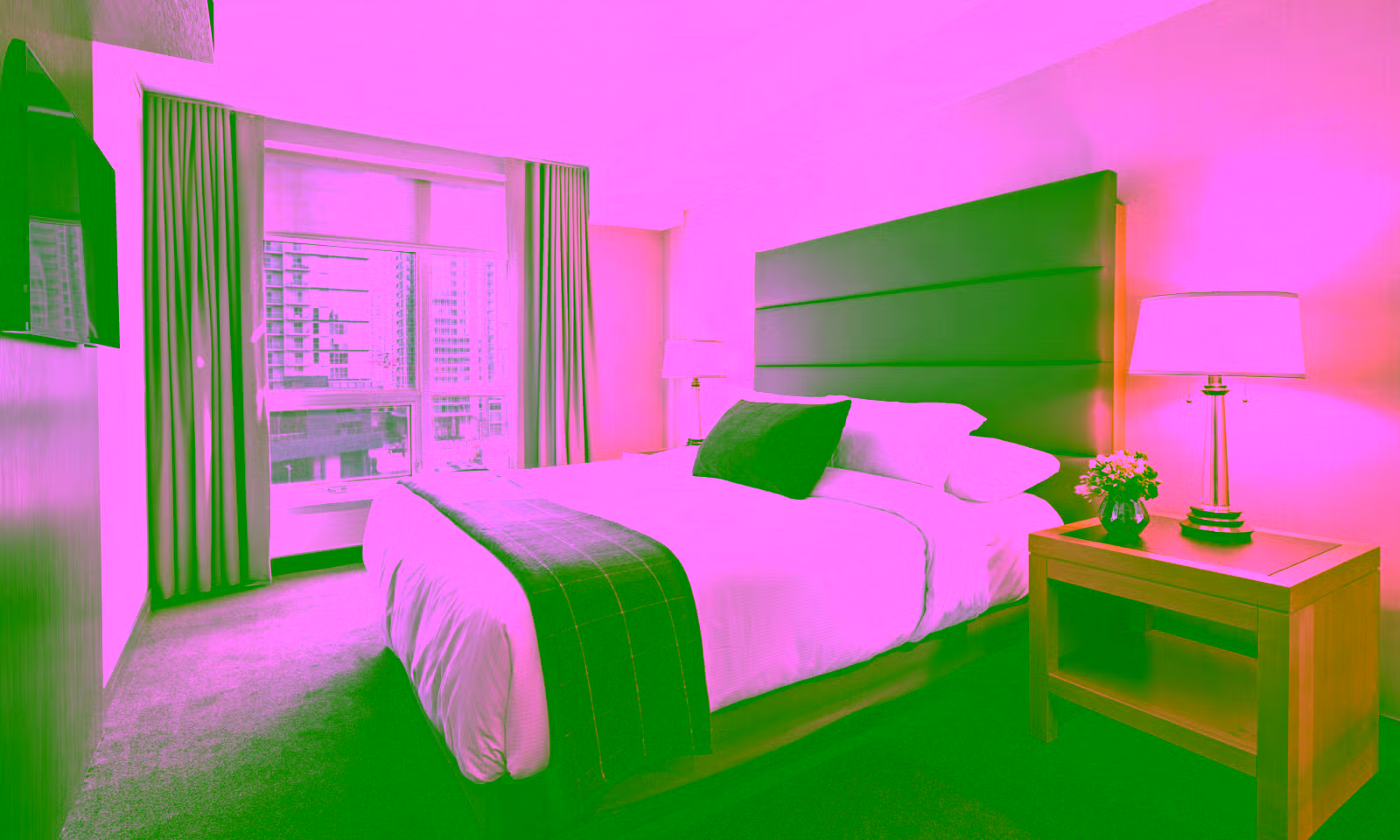 hotel room with a bed