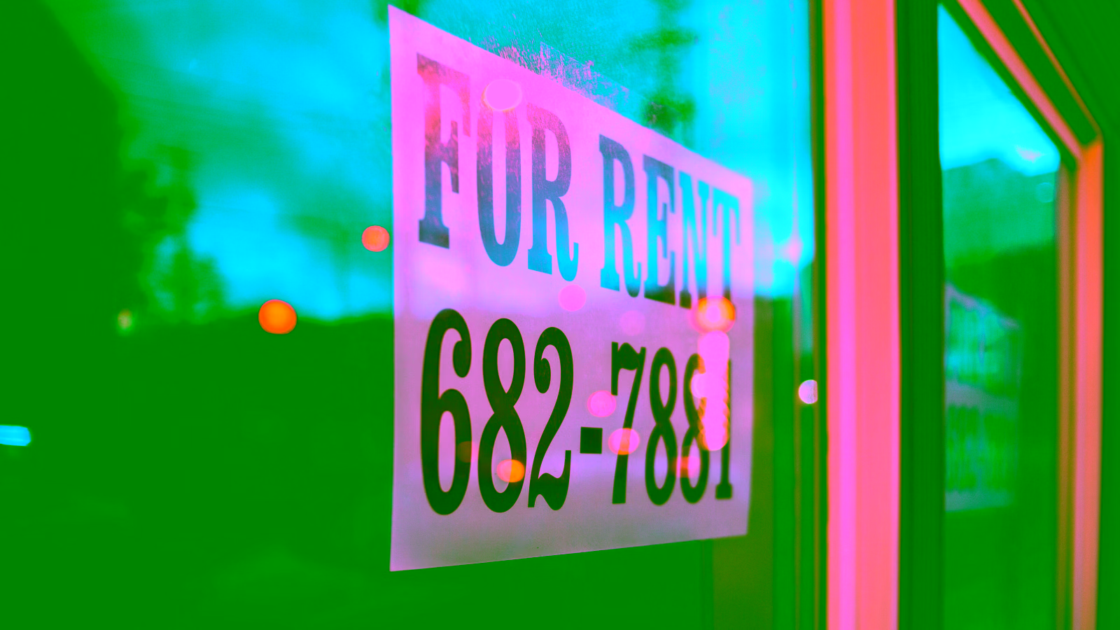 Rental sign on window