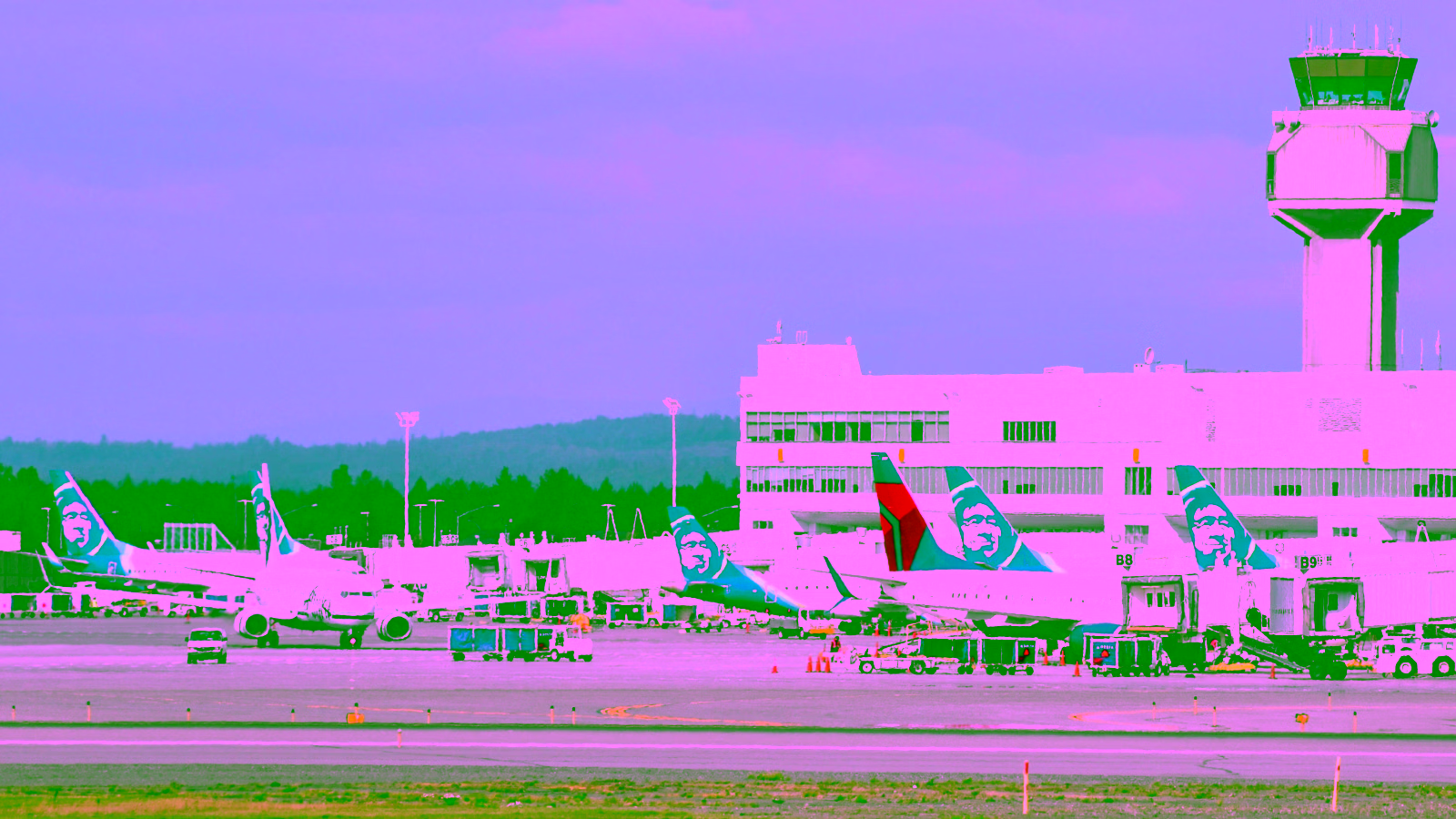 Alaska Airlines planes at airport