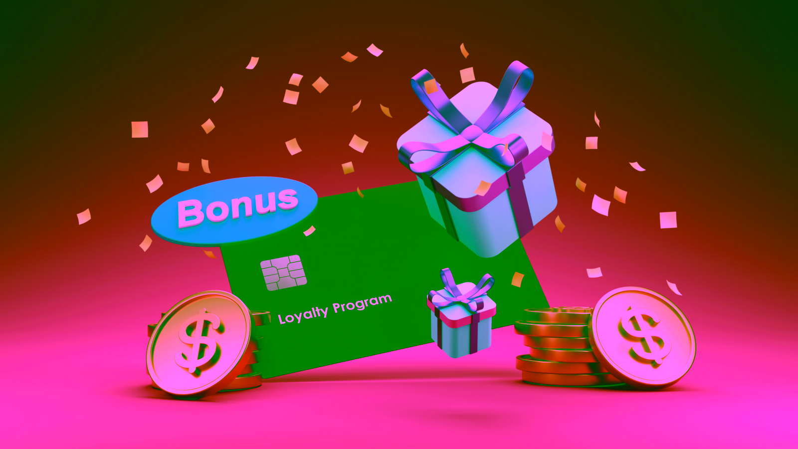 Credit card loyalty bonus with gifts and coins