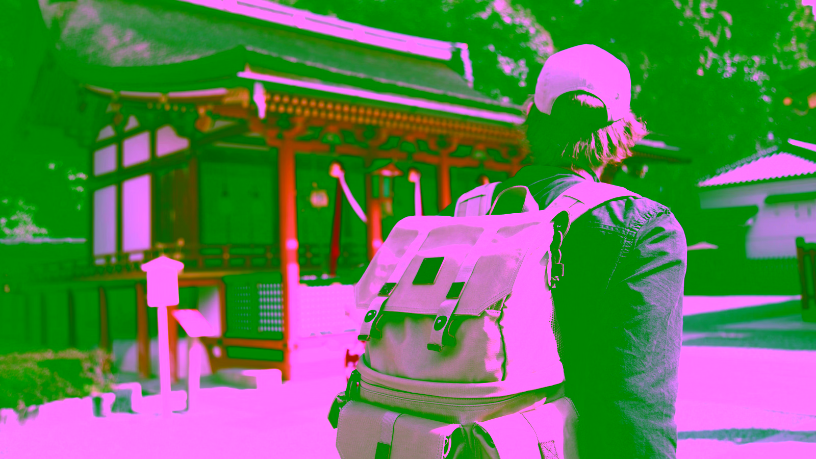 Traveler at Japanese temple