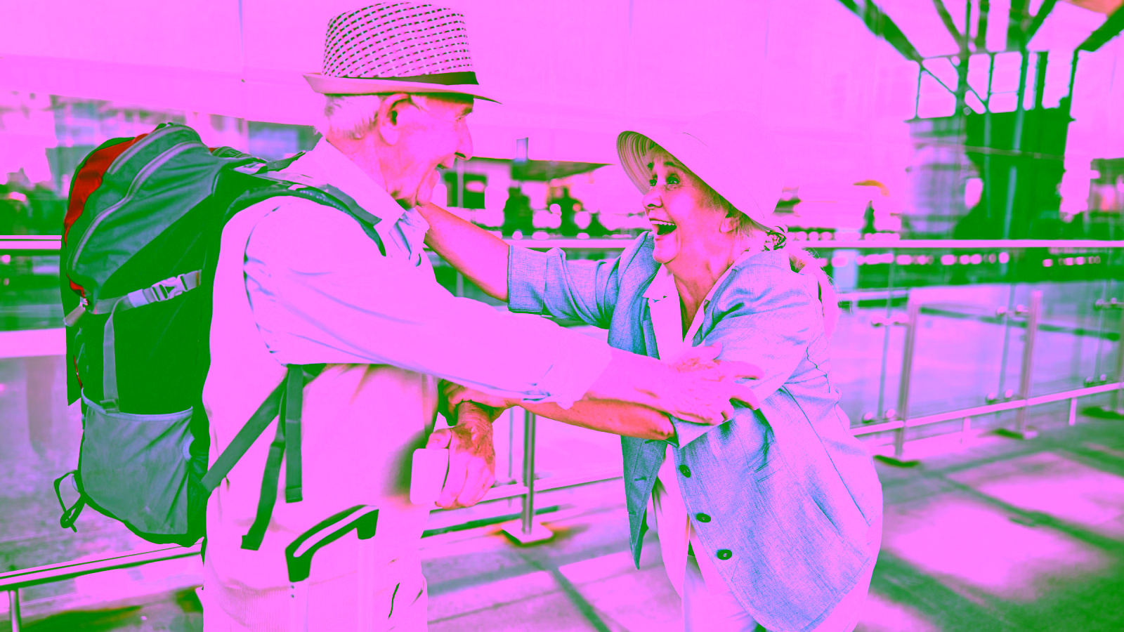 Elderly couple at airport