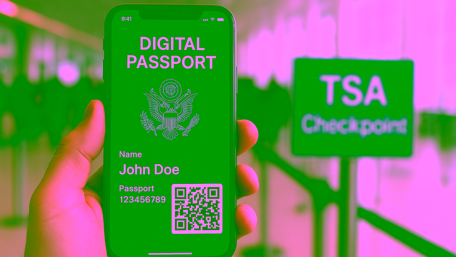 iPhone showing digital passport at TSA checkpoint