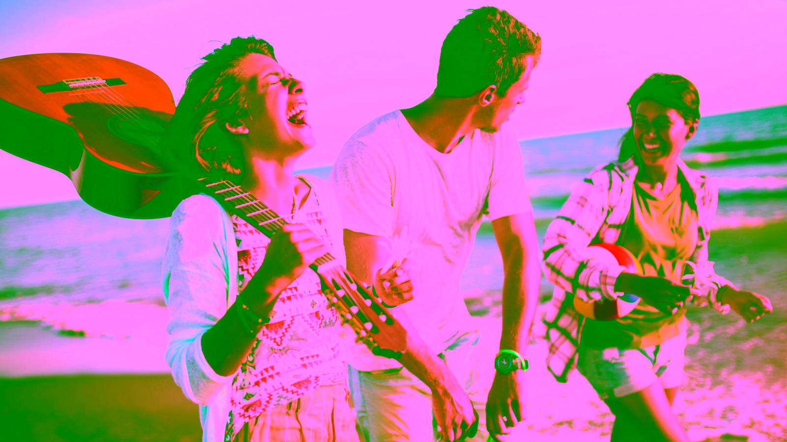 Friends having fun at the beach