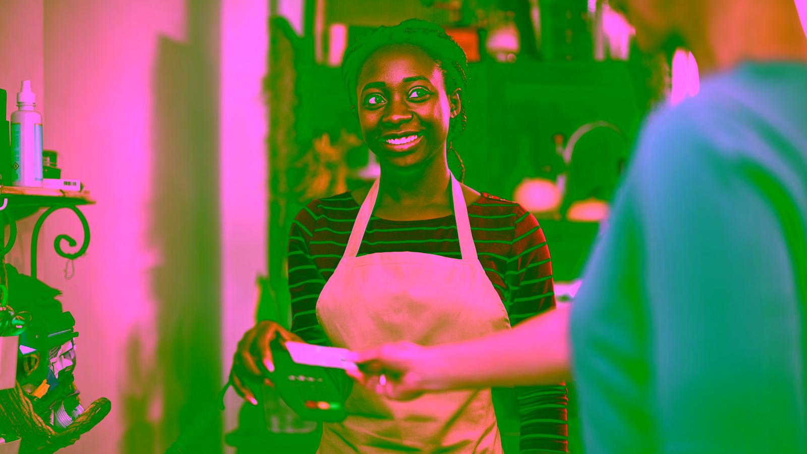 Cashier processing card payment