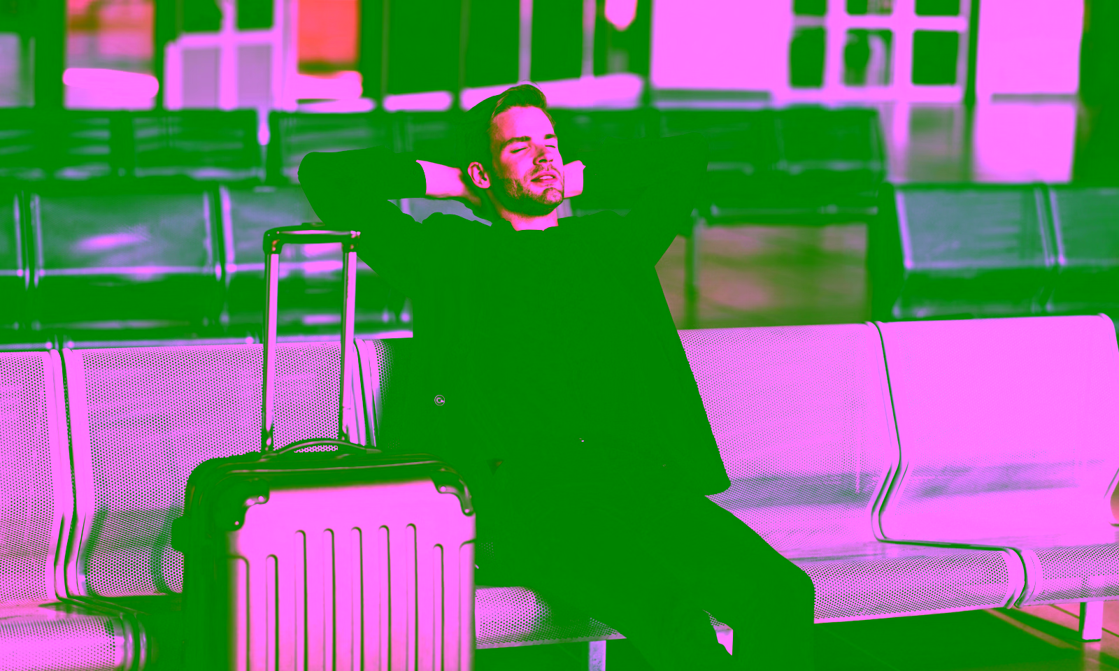 Man relaxing at airport