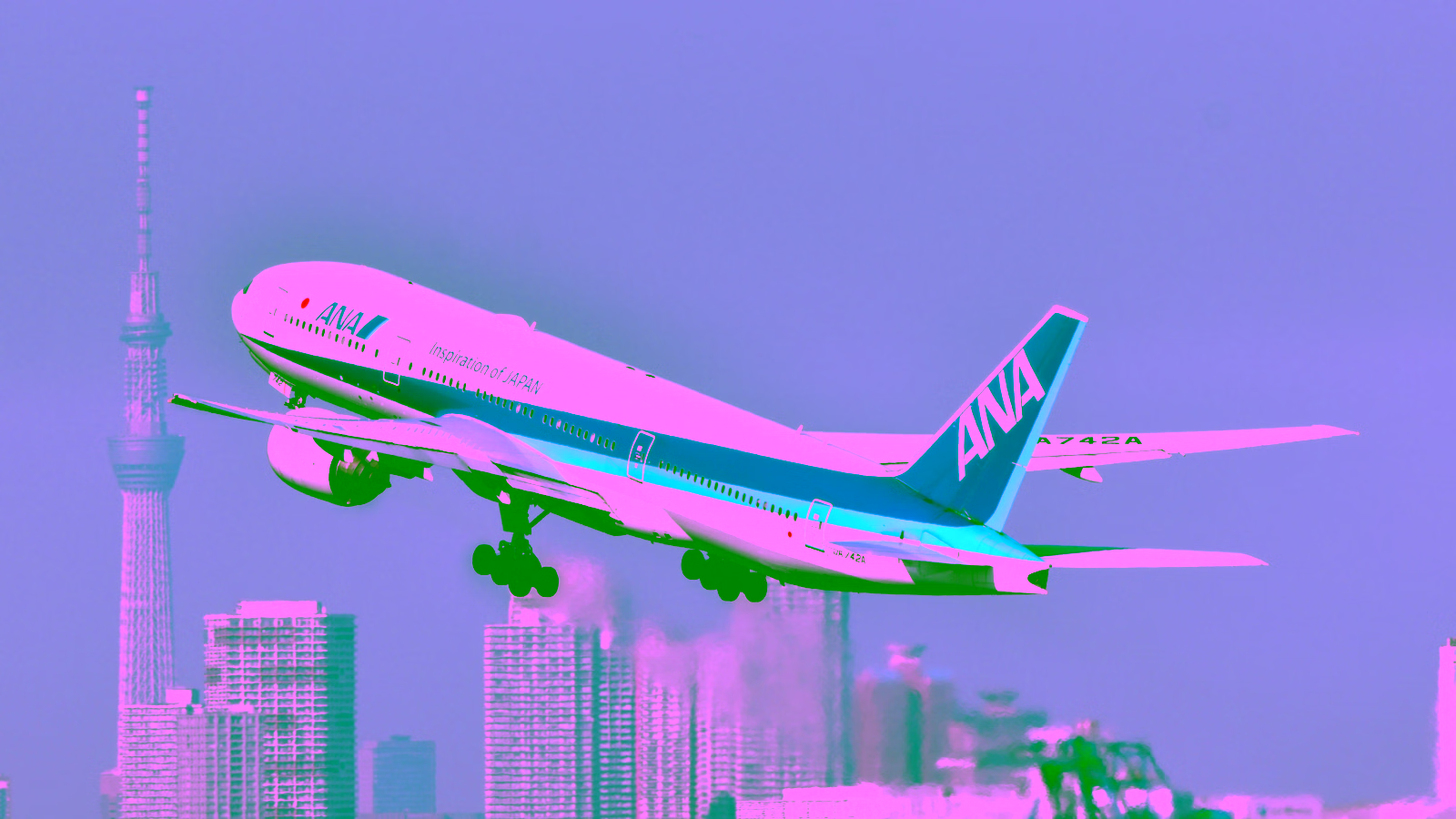 ANA Boeing 787 aircraft taking off