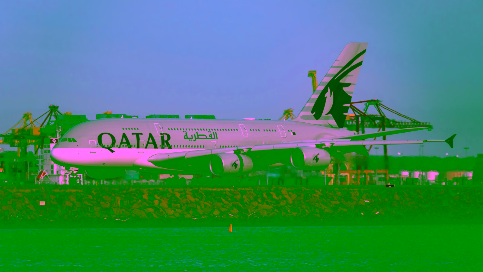 Qatar Airways aircraft on runway