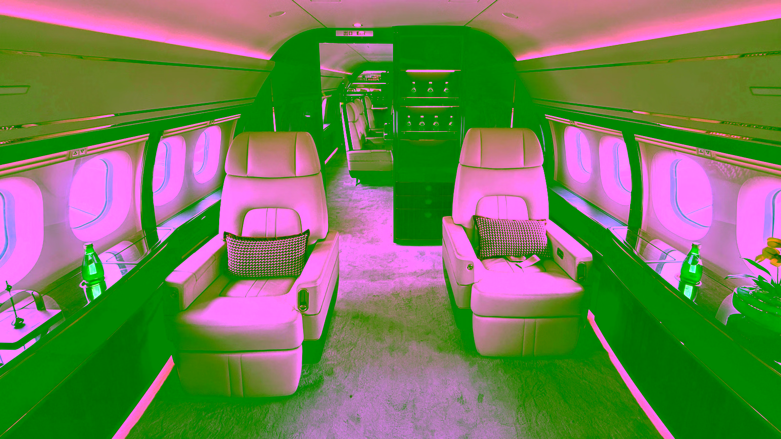 Luxury private jet cabin interior