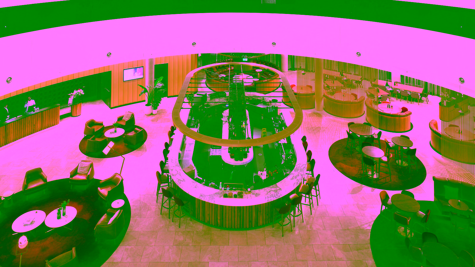 Airport lounge with circular bar