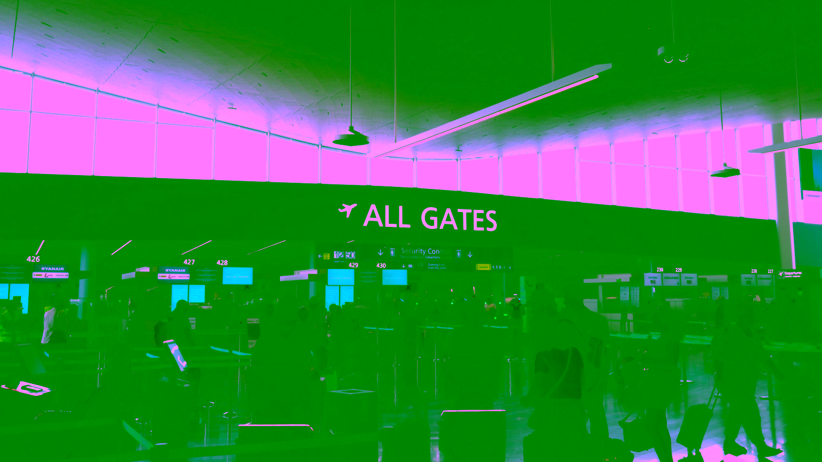 Airport all gates sign inside terminal