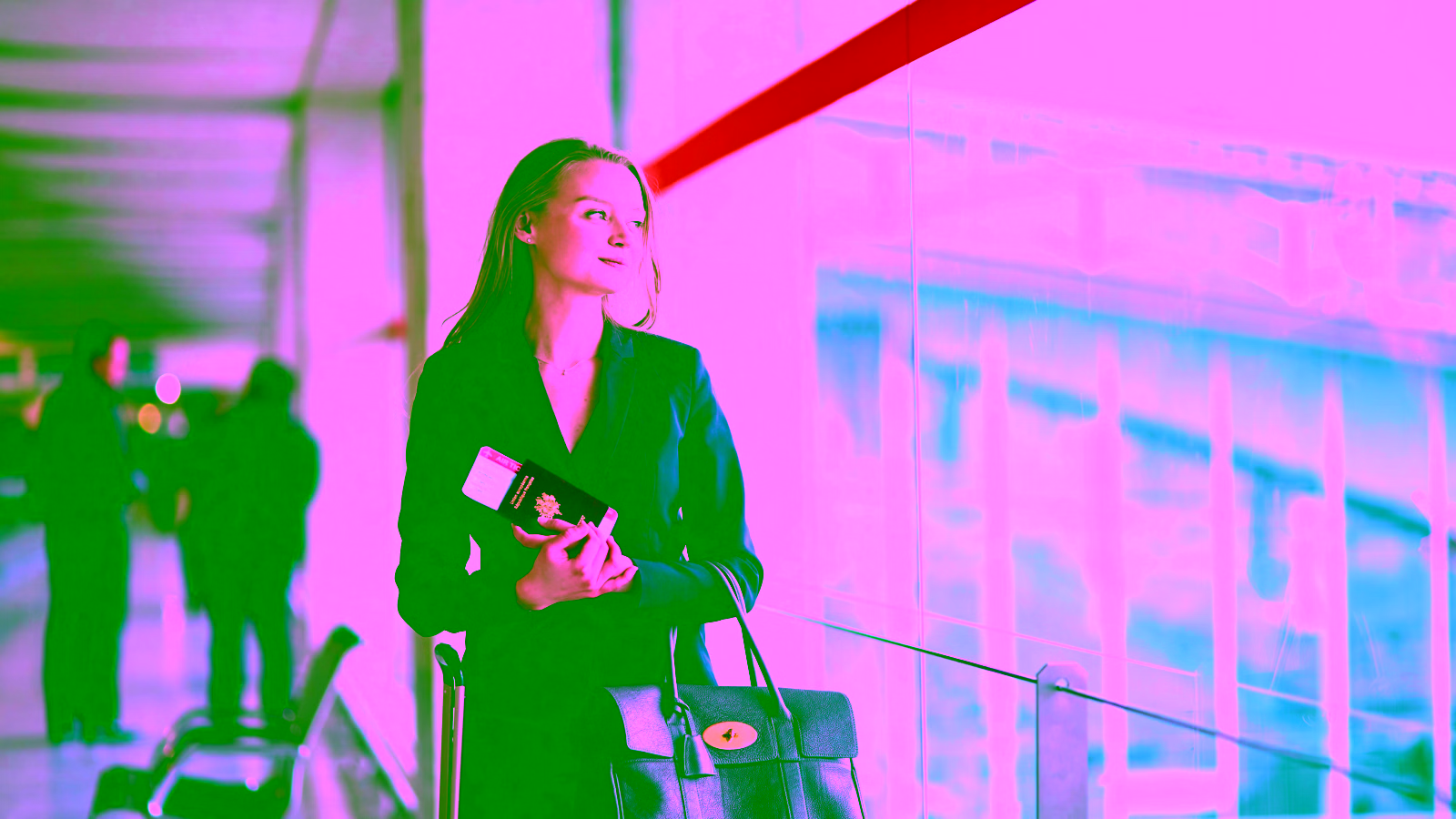 Woman with passport at airport
