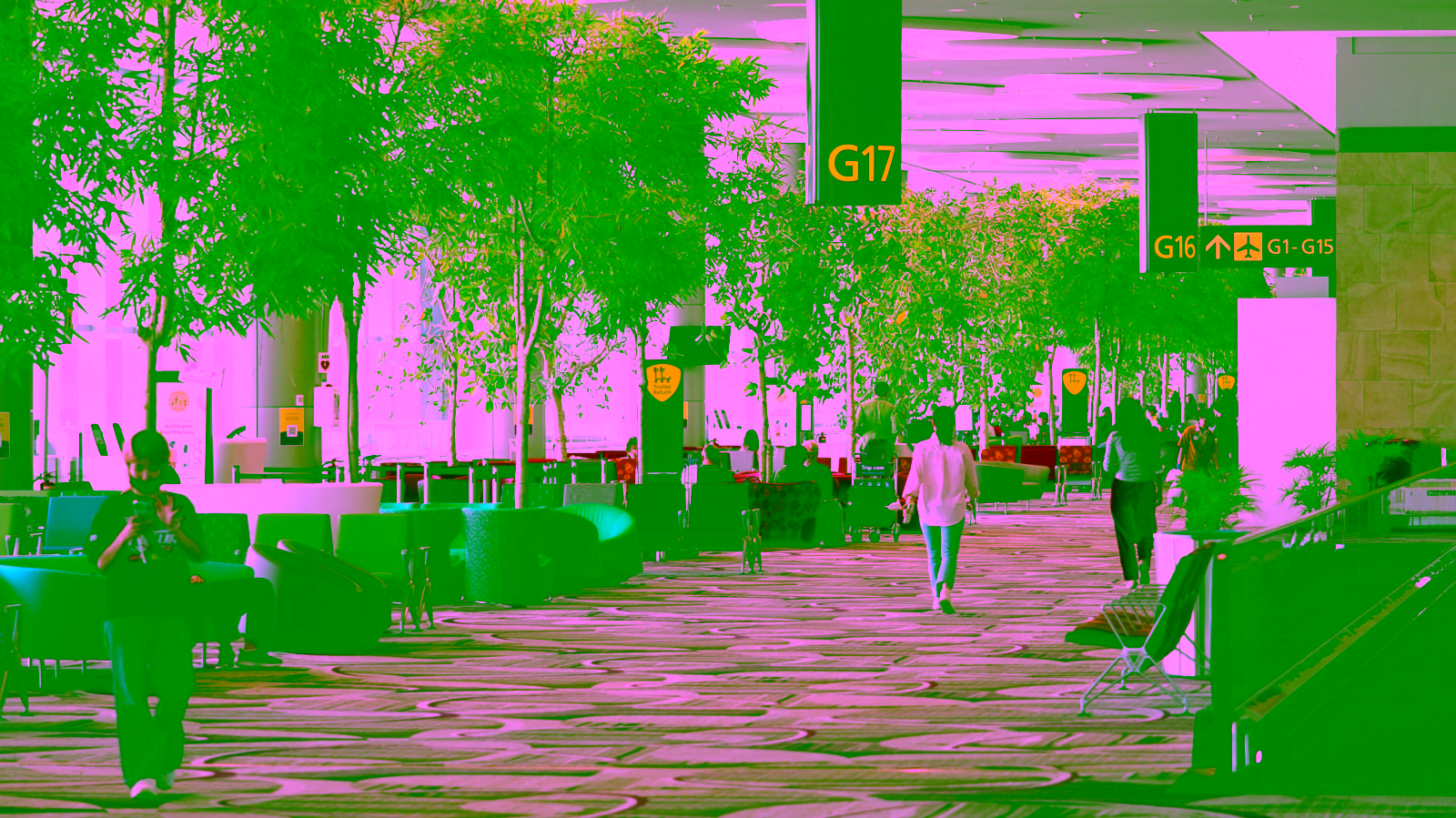 Airport terminal with gates G16 and G17