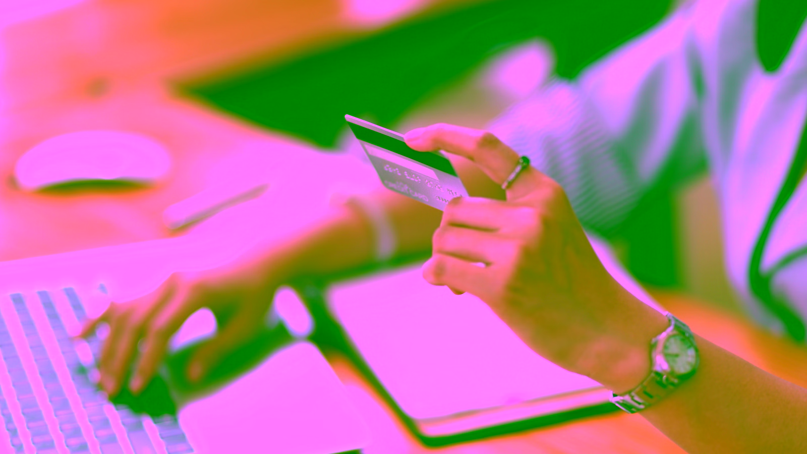 Online payment with credit card and laptop