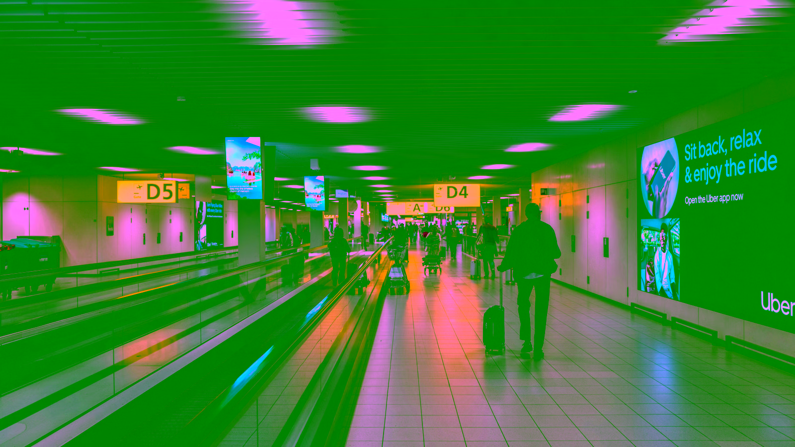 Airport terminal walkway.
