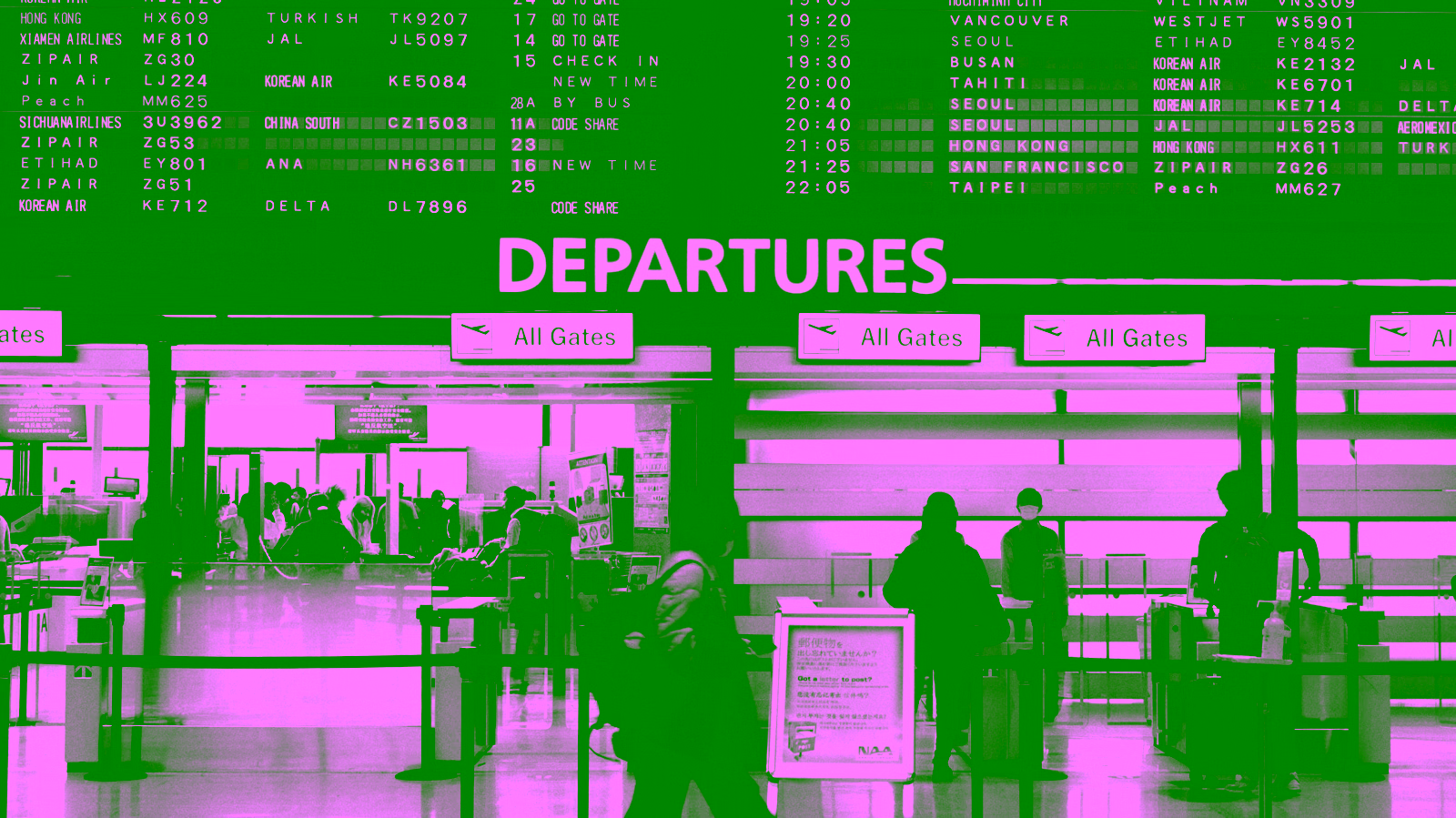 Airport departures board