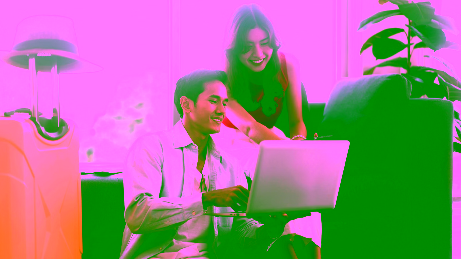 Travelers booking a trip online