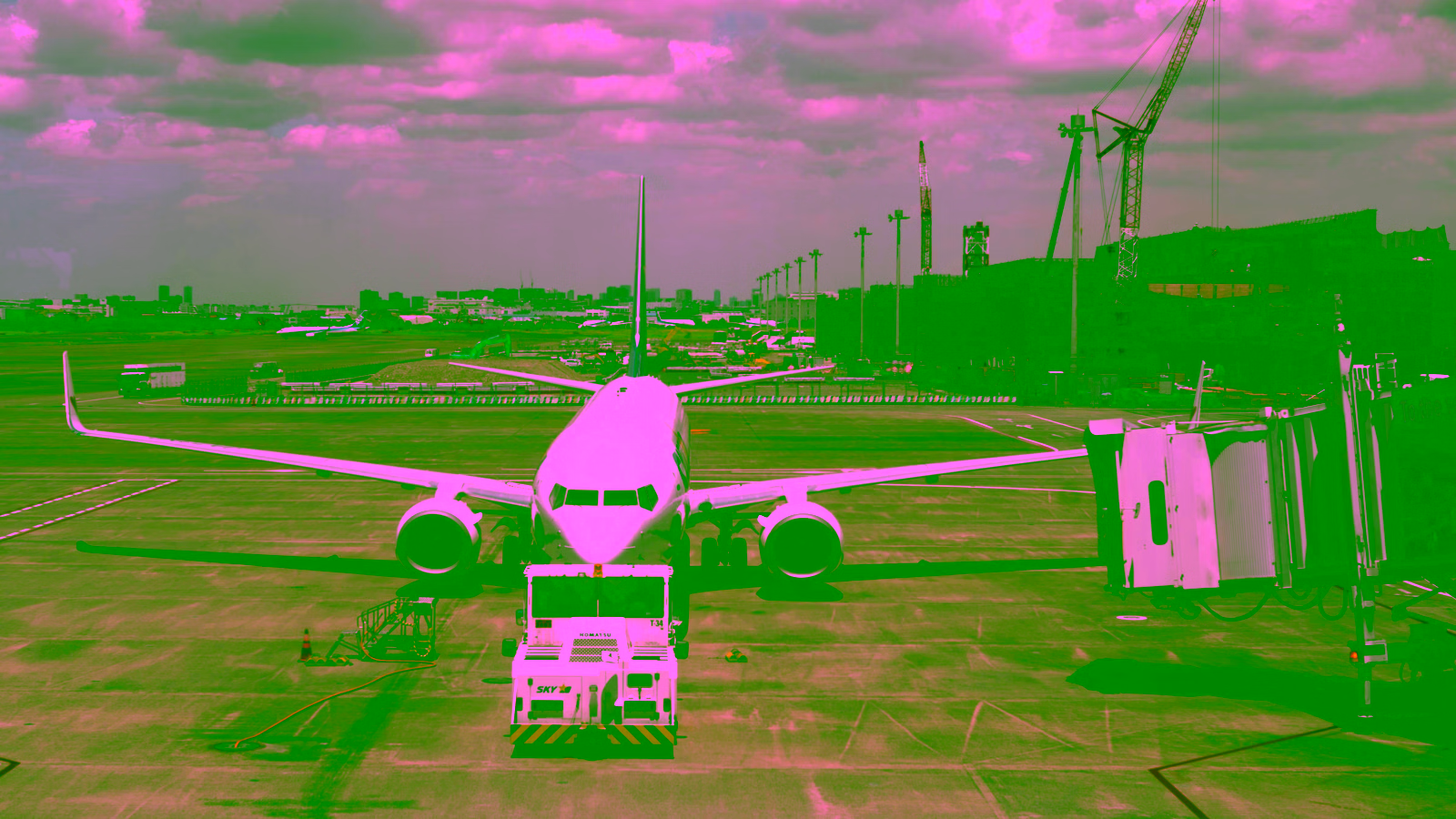 Commercial airplane at airport gate