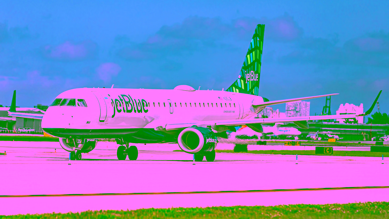 JetBlue plane on runway