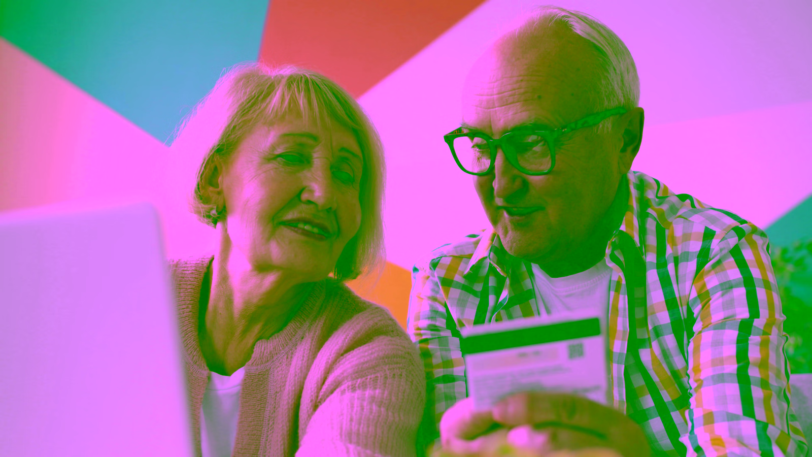 Senior couple shopping online