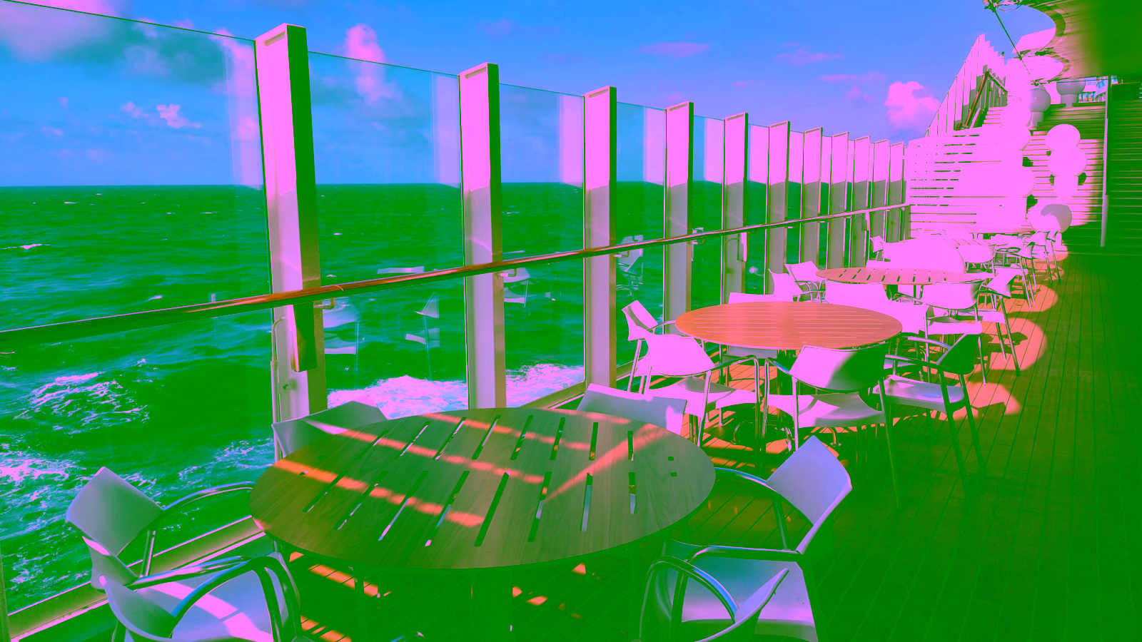 Outdoor seating on a cruise ship