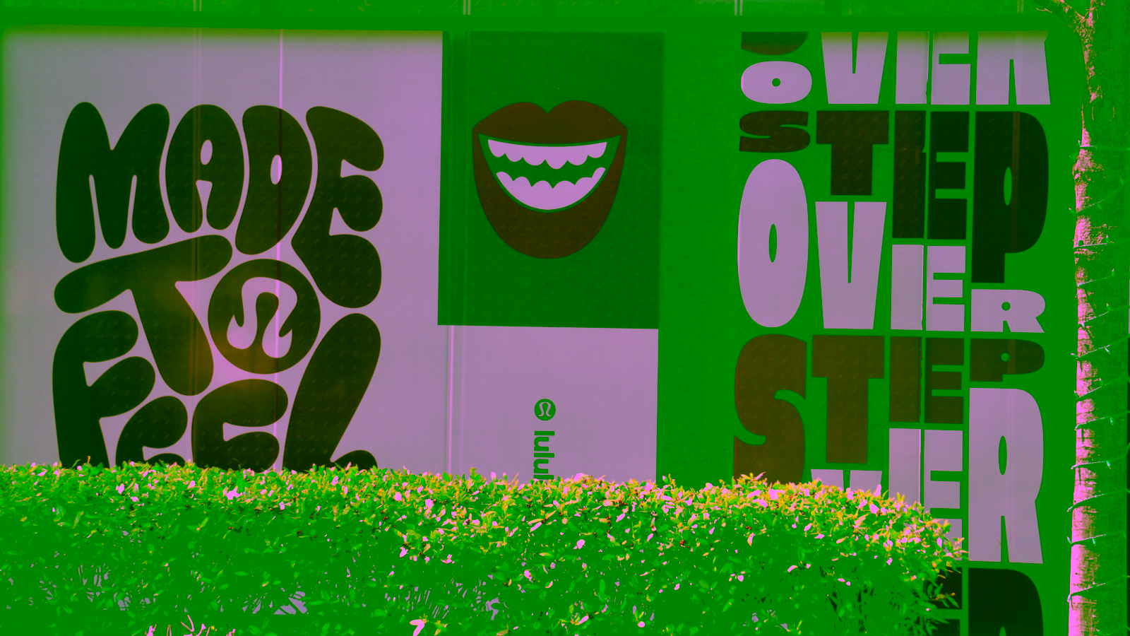 Colorful storefront mural with bold graphic art