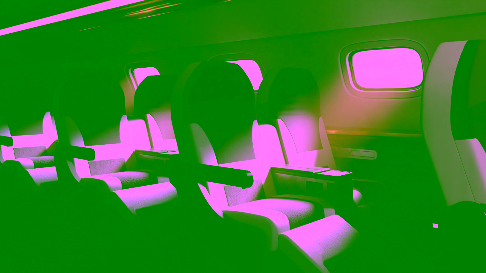 Airplane cabin with reclining seats