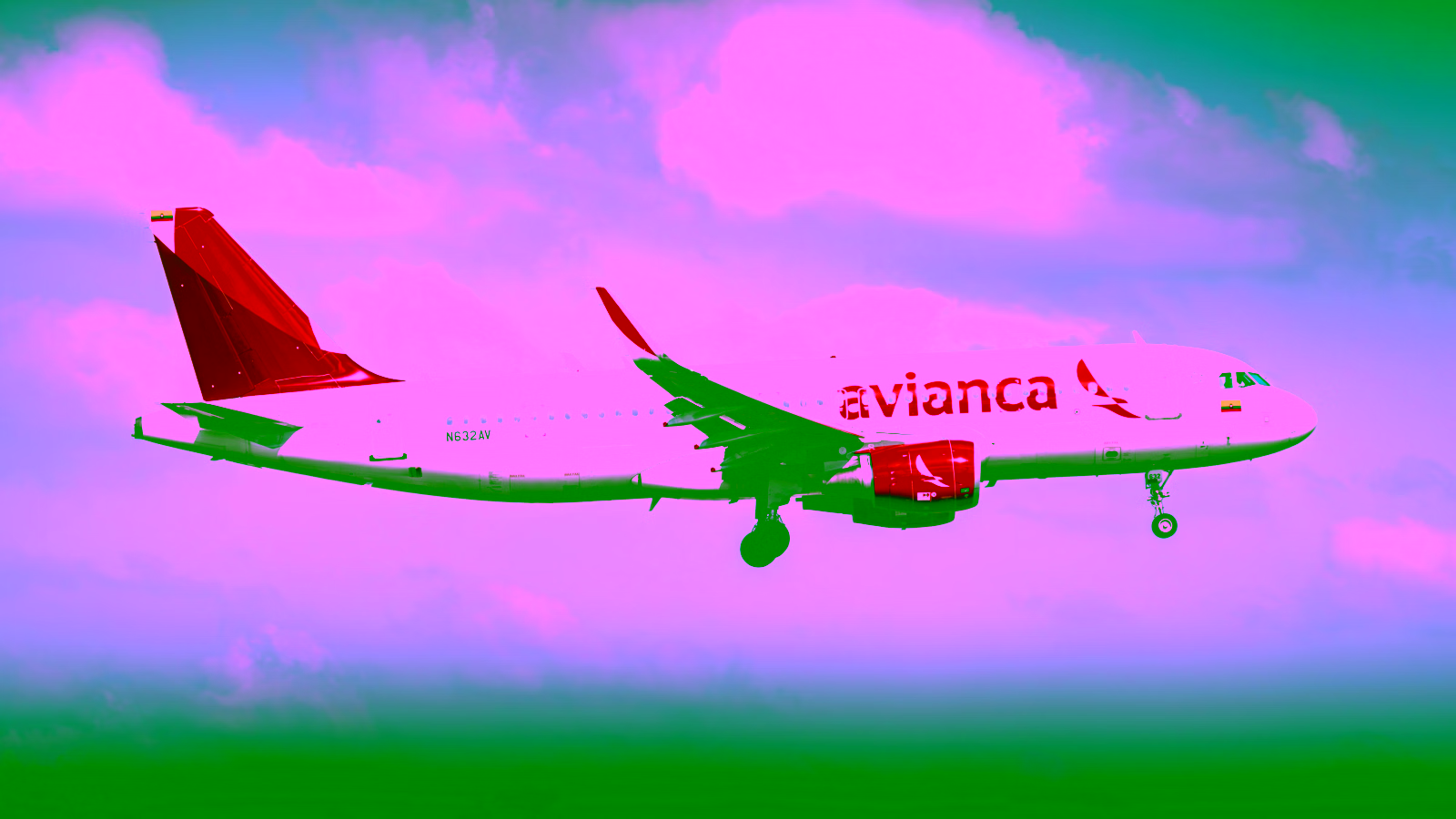Avianca airplane flying in the sky