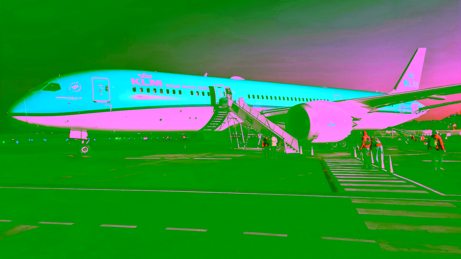 KLM airplane on the airport tarmac