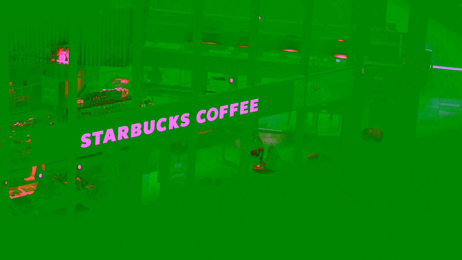 Starbucks coffee shop exterior at night
