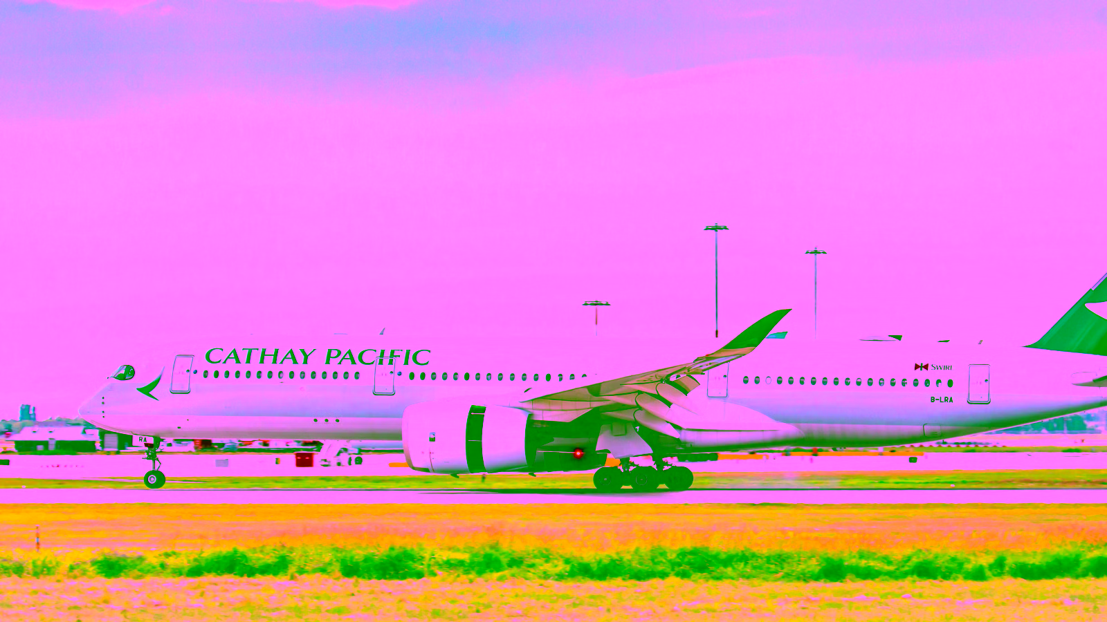 Cathay Pacific airplane on runway