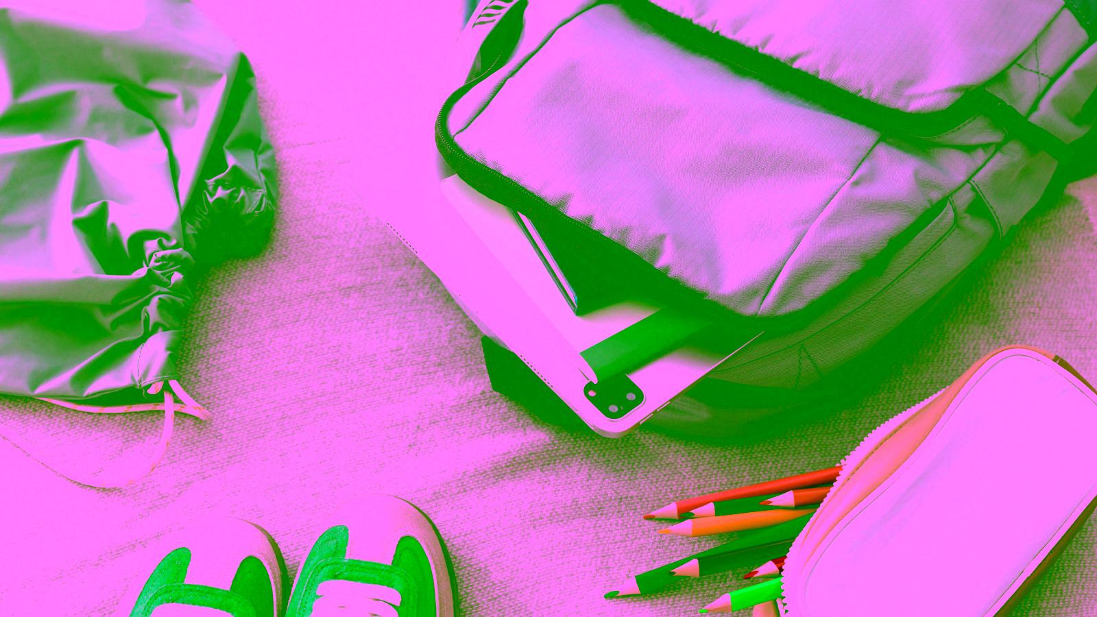 School backpack with supplies