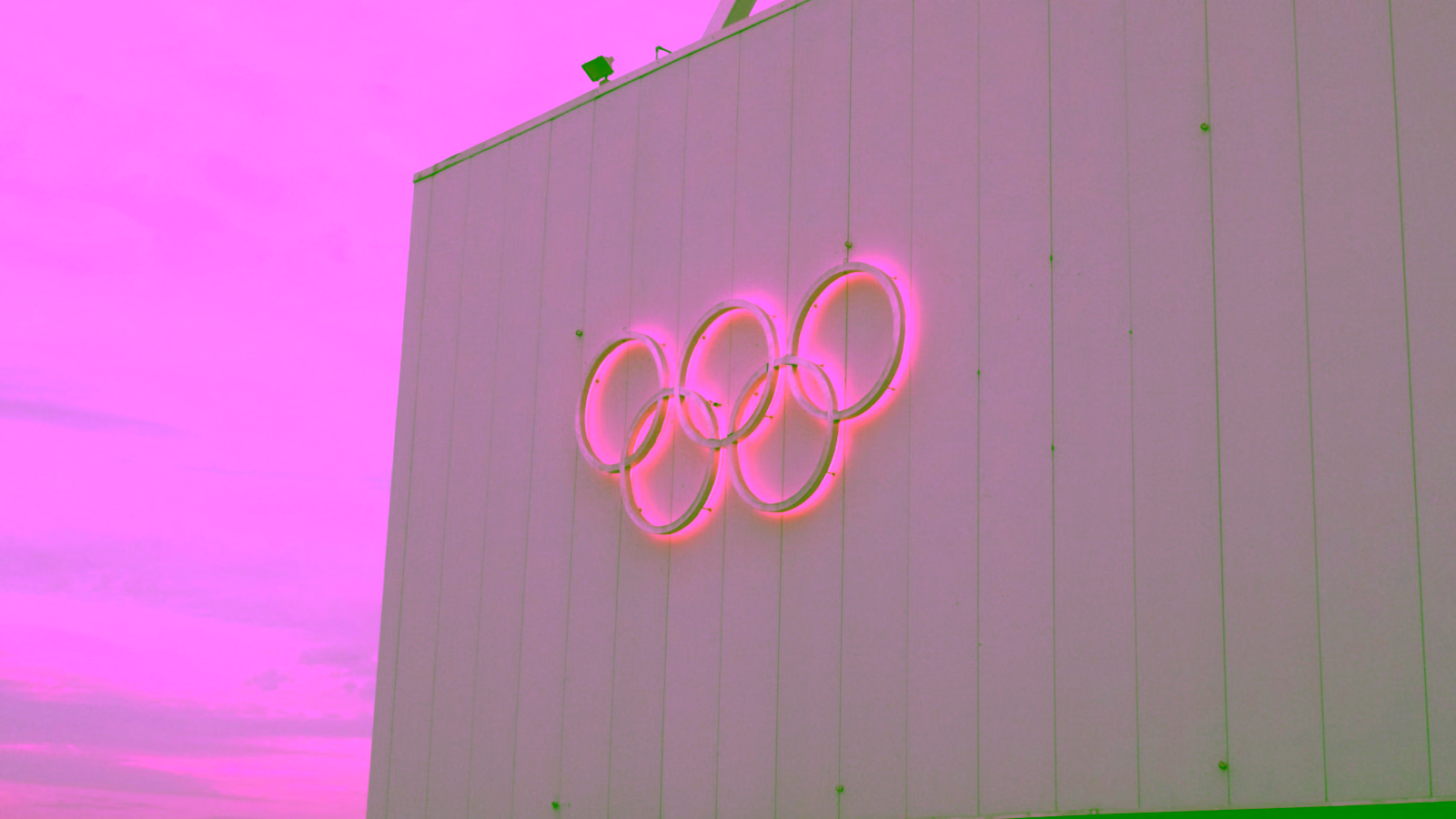 Olympic rings on building