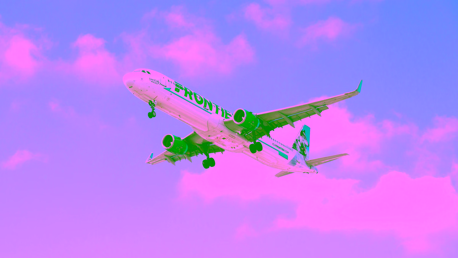 Frontier Airlines plane in flight
