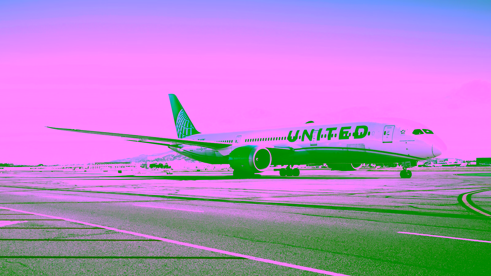 United Airlines airplane on the airport runway