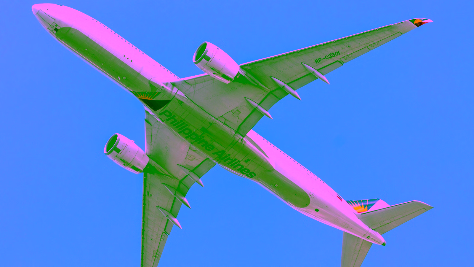Philippine Airlines aircraft in flight.