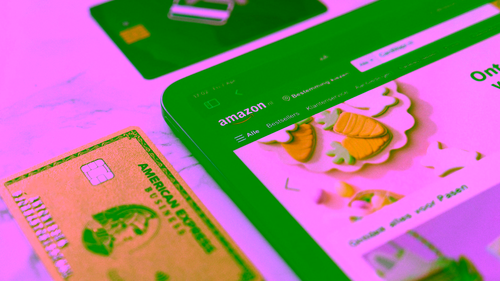 Amazon shopping app with an American Express credit card
