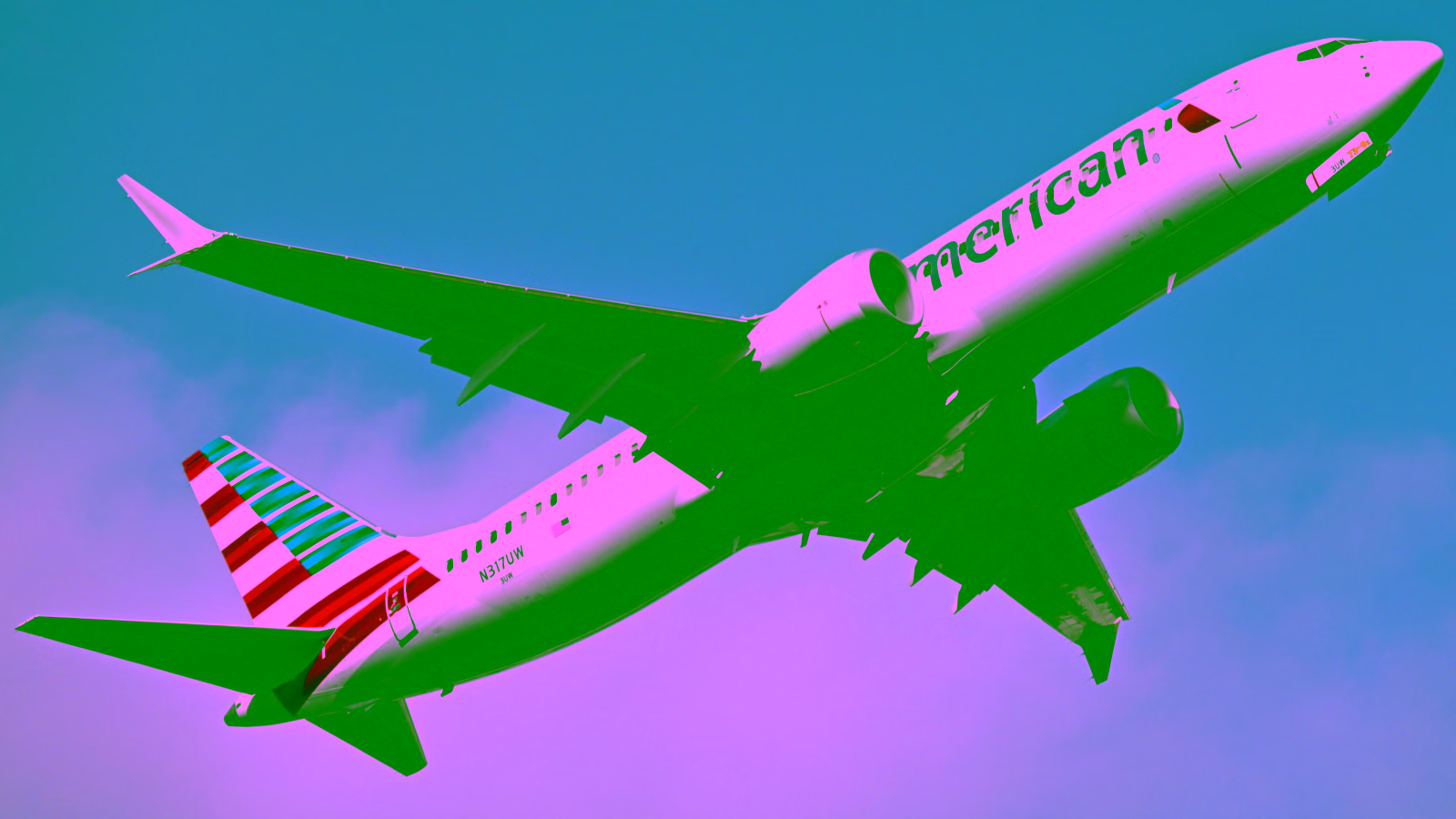 American Airlines plane flying in the sky