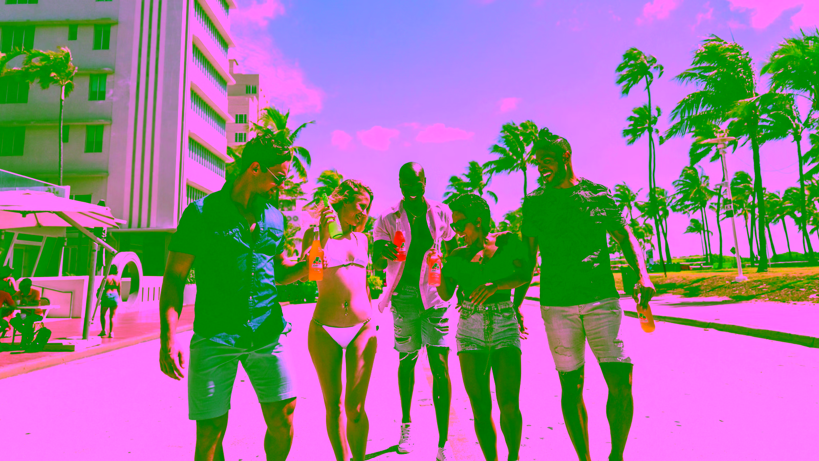 Friends enjoying a tropical vacation