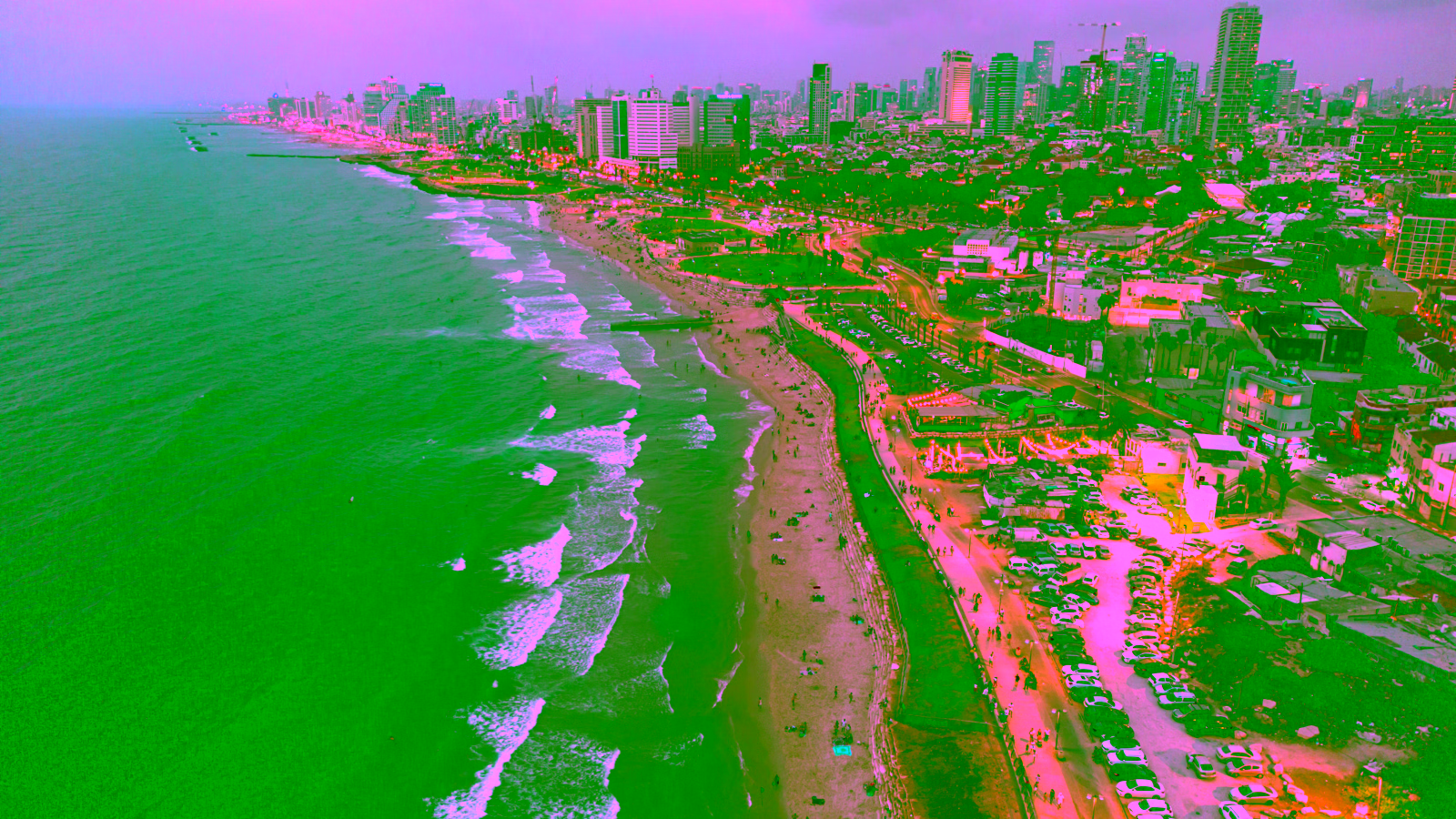 Tel Aviv beach and city skyline