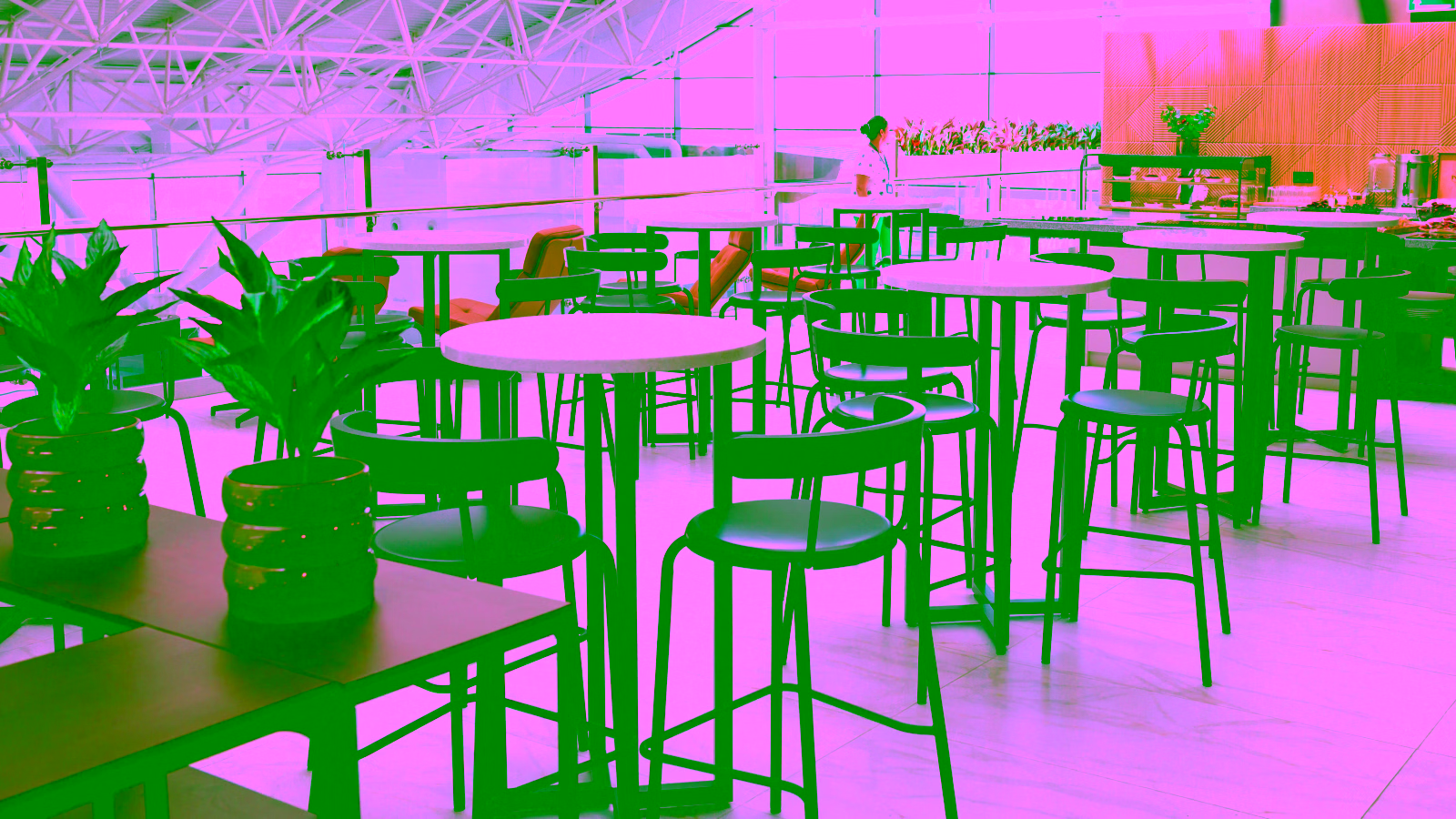 Modern airport lounge seating area