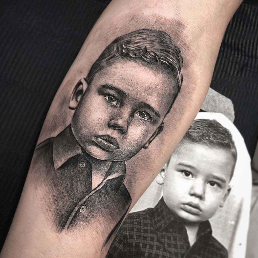 Portrait tattoo by Bruno Wayhs