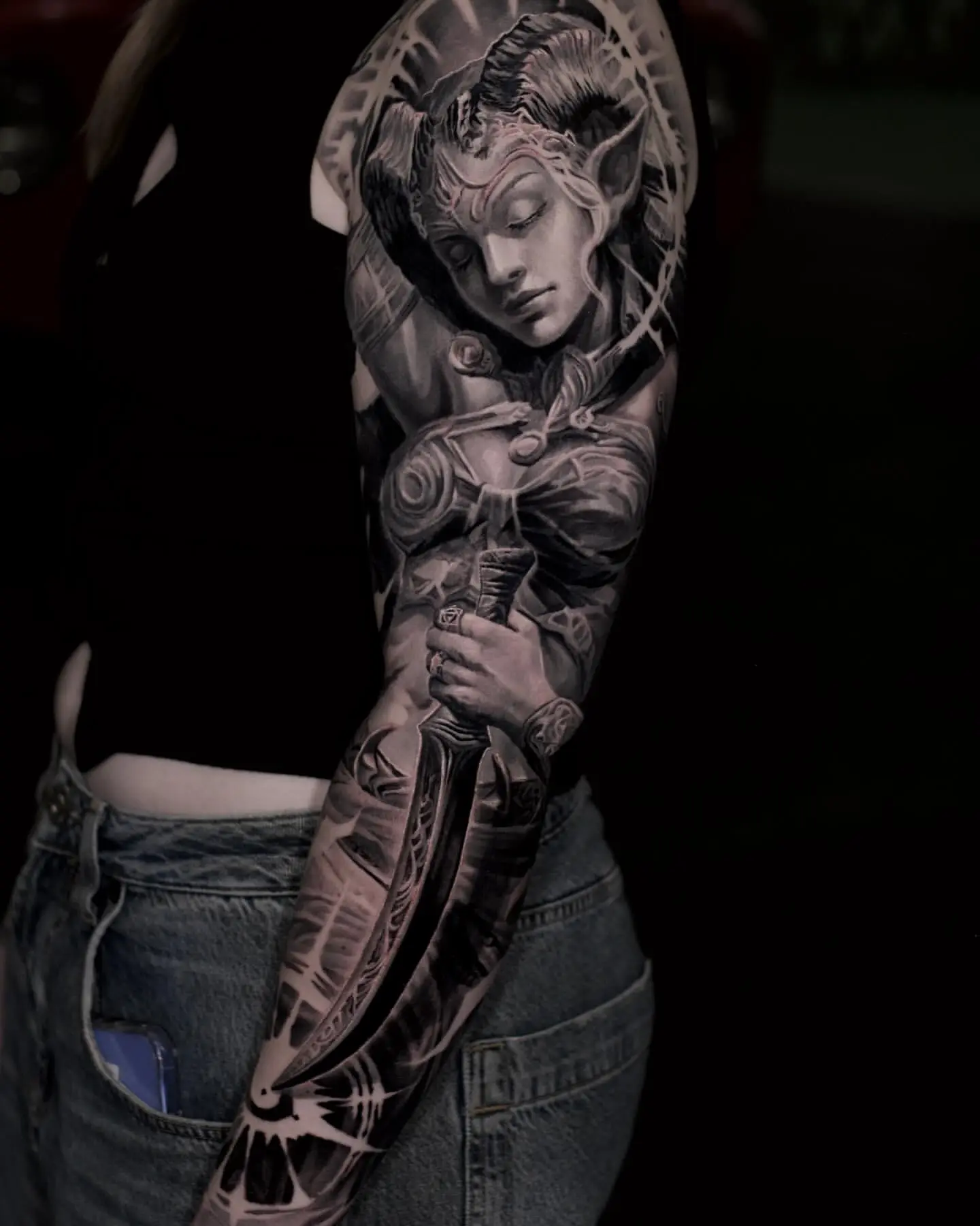 Sleeve — black & grey realism