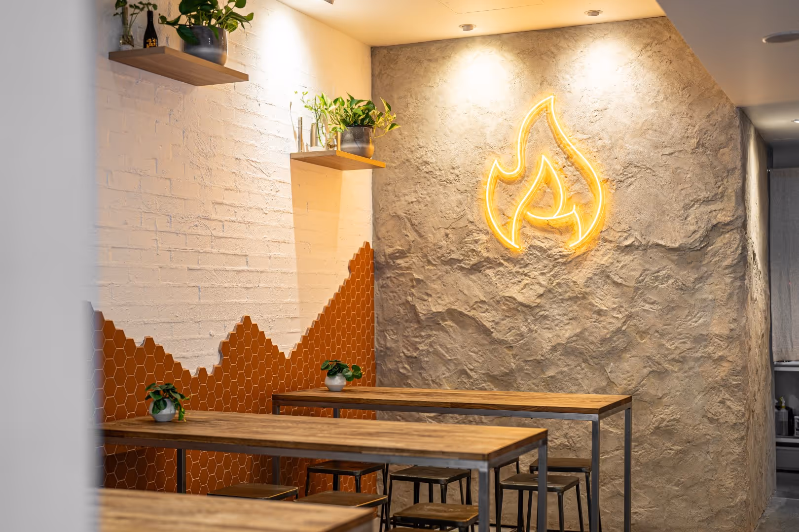 Custom Concrete wall with neon logo