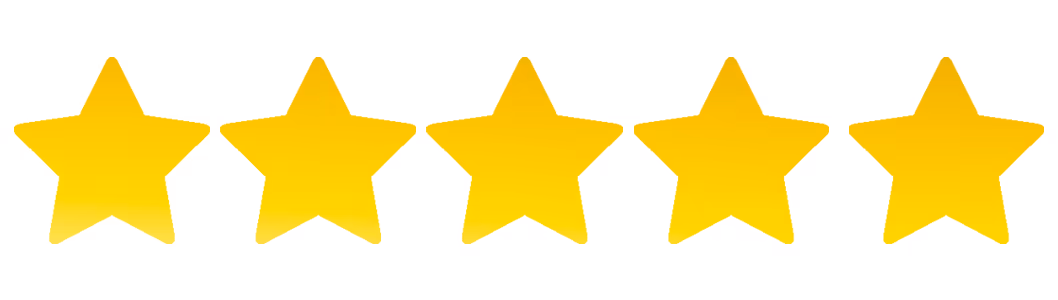 Rating illustration with four and a half yellow stars on a white background.