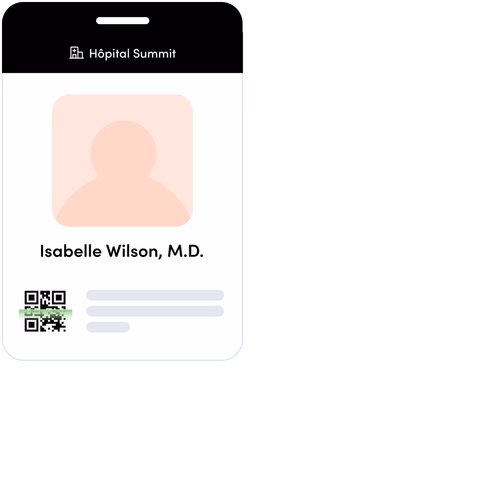 Badge de médecin pour Isabelle Wilson au Sommet de l'Hôpital