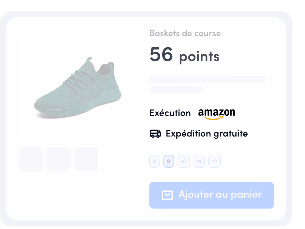 Mint green athletic shoe on white background with Amazon shipping details