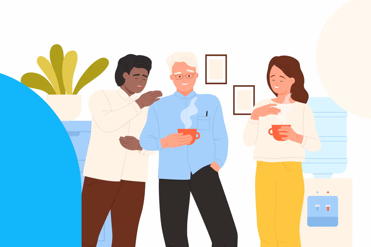 illustration of employees enjoying coffee